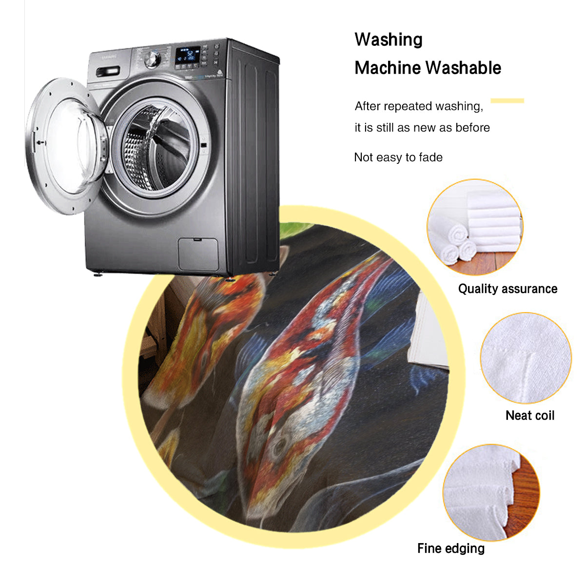 "Bangs Garcia Blanket machine washable, anti-fade, quality assurance, neat coil, fine edging, hypoallergenic, easy care"